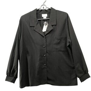 NWT Vintage Jessica Scott Long Sleeve Blouse Women‎ S 80s 90s Black Collared